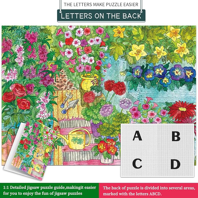 Secret Garden Puzzles for Adults 1000 Pieces, Puzzles with Letters on Back, Impossible Hard Difficult Challenging, Precise Interlocking Pieces, Home Wall Decoration & Ideal Gift