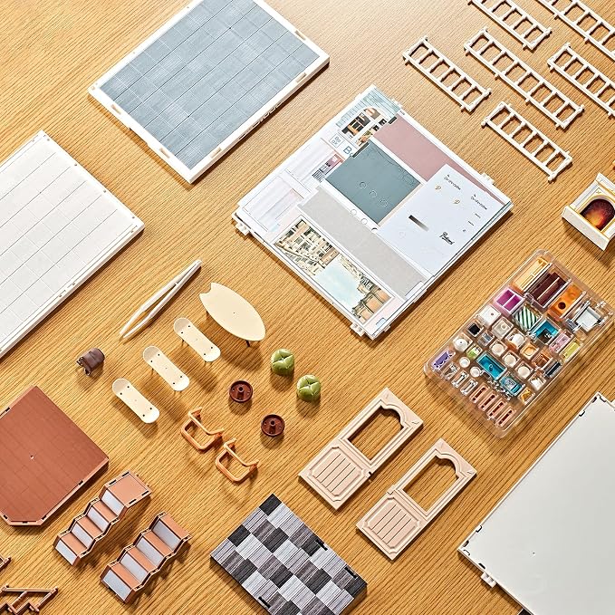 DIY Miniature Book Nook House Kit for Kids 8+ - Library Bookstore Study Room with Coffee Room, Bookshelves, Rooftop Terrace Relax Area, Tiny Play Set Building Craft for Children
