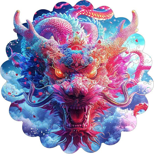 MEATRN Dragon Wooden Puzzles for Adults - Oriental Mythology Kirin Wooden Jigsaw Puzzle, Luxury Wood Wall Decorative for Collectors, Unique Gift & Home Décor, 519 Pcs, 16.9x16.9 in