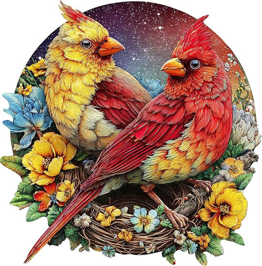 MEATRN Winter Cardinals Puzzles for Adults, Fun Educational Wooden Puzzle, Christmas Decorative Gift, Relaxing Wood Puzzle Game for Family & Friends, 508 Pcs, 16.5x16.7 in