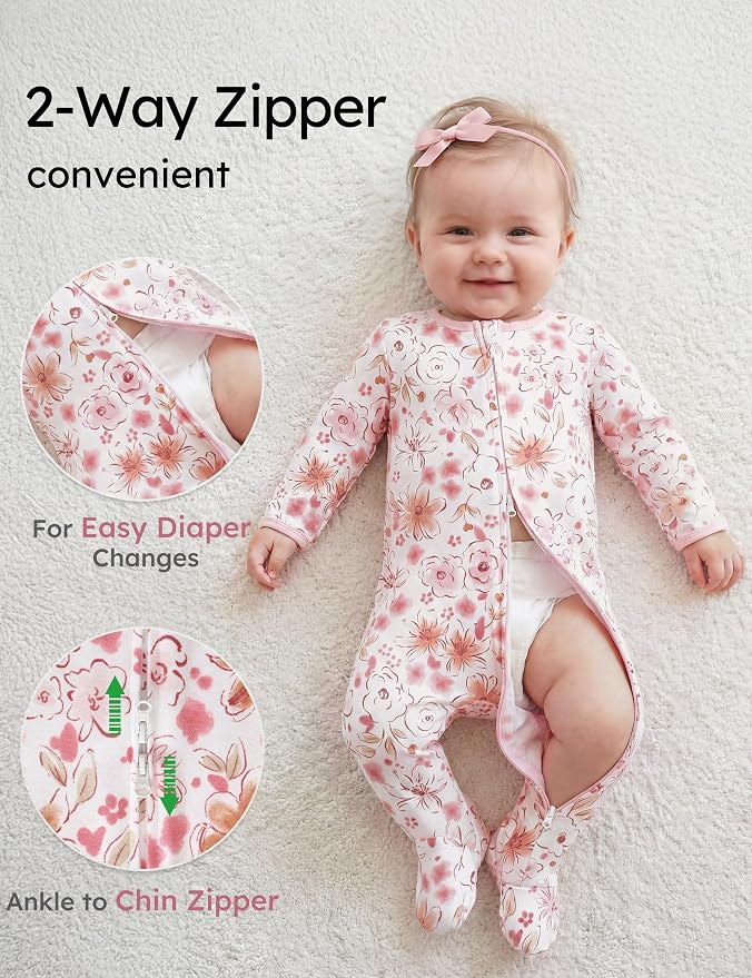 Yoofoss Baby Pajamas 100% Organic Cotton Baby Sleepers for Newborn 0-3 3-6 6-9 Months Boys Girl Clothes 3pcs Footed PJs