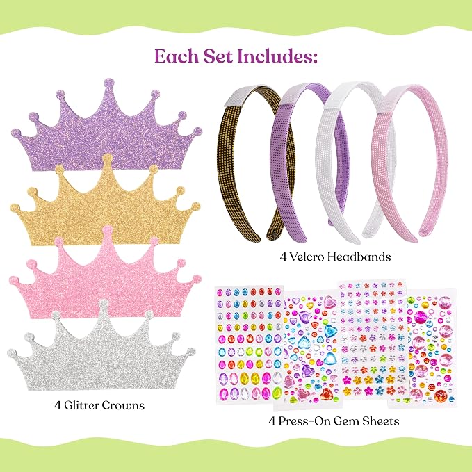 FROG SAC Headband Making Kit - Arts and Crafts Gift for Kids 4-6, Little Girls Birthday Fashion Gifts, DIY Craft Toys for 5 Year Old Girl, Toddler Hair Accessories Crown Headbands (Tiara)
