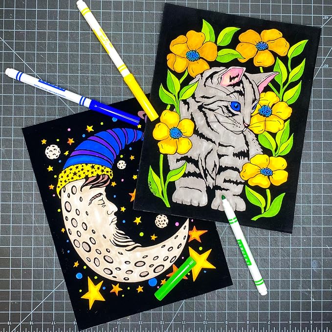 Super Pack of 18 Fuzzy Velvet Coloring Posters (Artistic Edition) - Great for Family Time, Arts & Crafts, Travel, Classrooms, Care Facilities [For All Ages: Girls, Boys, Adults, Toddlers, and More]