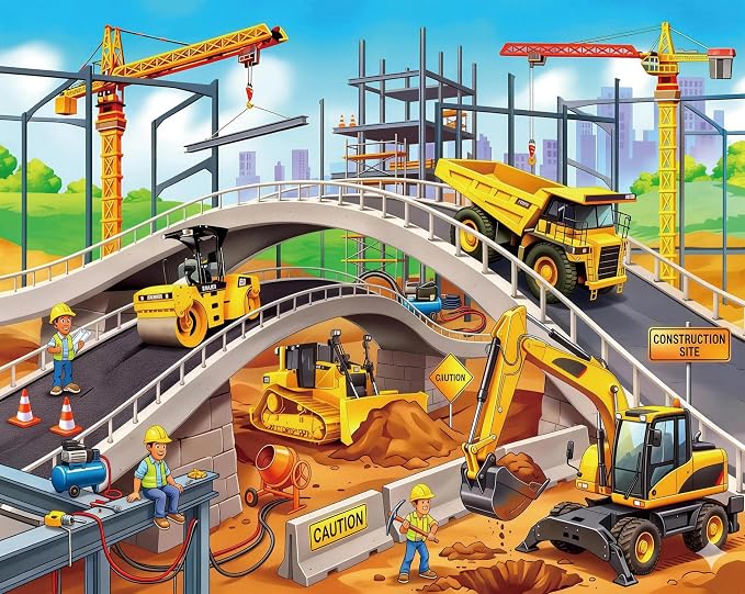 100 Pieces Puzzles for Kids Ages 4-8, Bulldozer Educational Kids 100 Piece Puzzle, Children Jigsaw Puzzles Kids Puzzles, Educational Learning Puzzle Toys for Girls and Boys