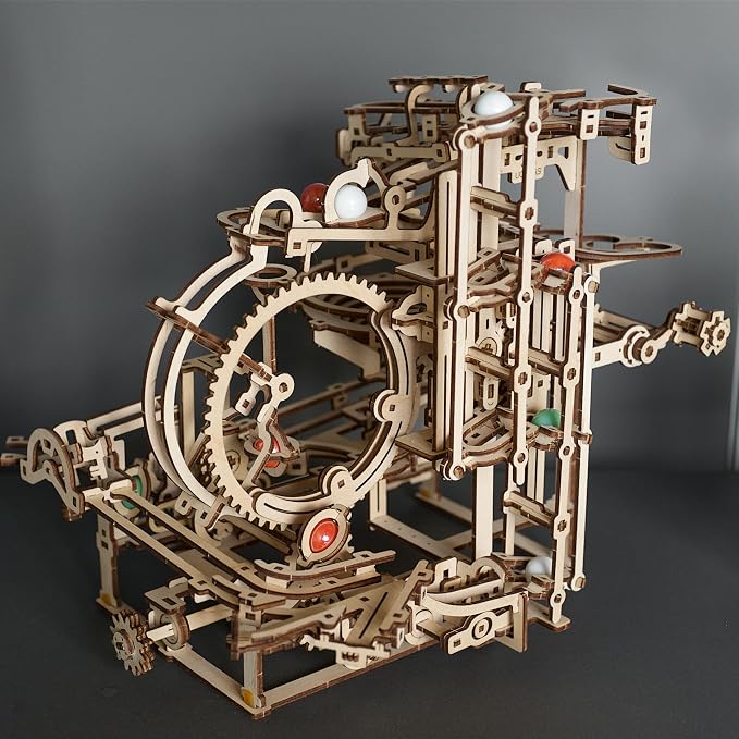 UGEARS Marble Run Stepped Hoist, Model Kit, 3D Puzzle, Fun DIY Model Kit Crafts for Adults - Unique Gift 3D Puzzle for Adult Marble Game for Hobby Enthusiasts - 355 Pcs