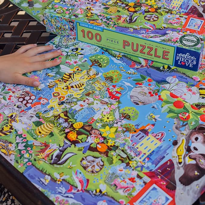 eeBoo 100 Piece Puzzle for Kids - Love of Bees Children's Puzzle Pollinator Themed, Large Pieces for Small Hands to Develop Motor Skills