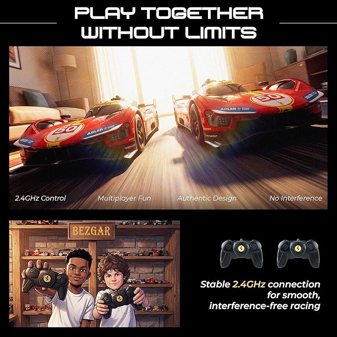 BEZGAR Ferrari Remote Control Car, Officially Licensed 1:24 Scale 2.4GHz Ferrari 499P RC Car, Hobby Grade Model Vehicle for Boys Girls Age 4-7 8-12
