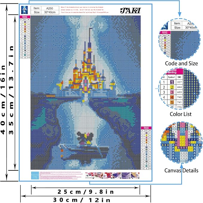 JAKI Diamond Painting Kits for Adults-Castle Diamond Art Kits for Adults,Gem Art Kits Pictures Arts Craft for Home Wall Decor (12x16inch)