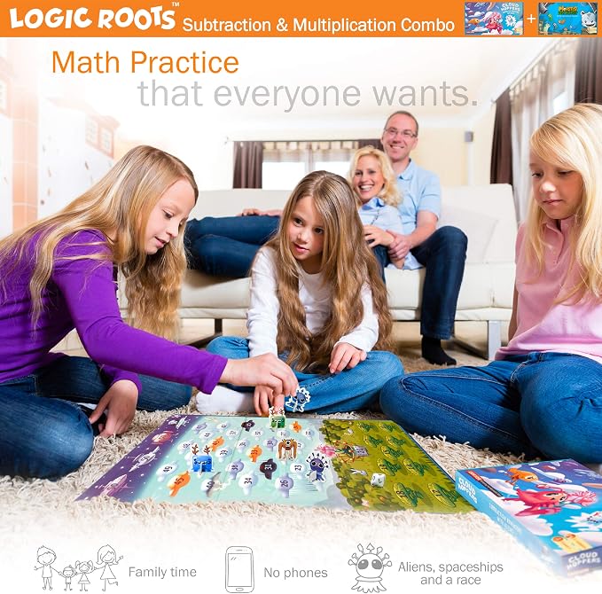 Two Math Games for Kids - Learn Addition, Subtraction, and Multiplication Table | Educational Games for Kids 5 and up for Kids (Monster Sock Factory + Cloud Hoppers)