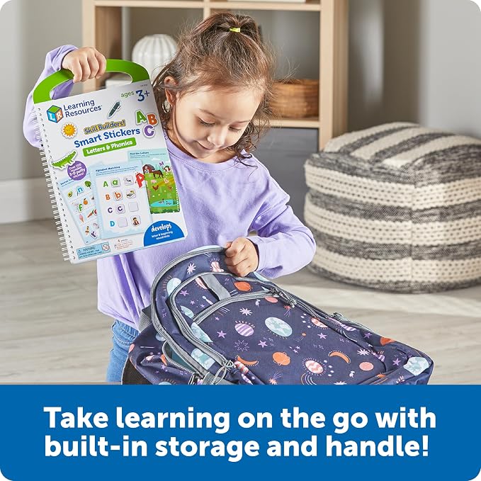 Learning Resources Skill Builders Smart Stickers Letters & Phonics - Reusable Sticker Books for Kids, Preschool Activity Book, Toddler Learning Activities, Educational Stickers