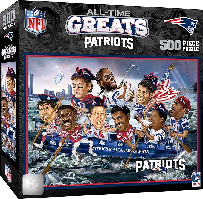 MasterPieces 500 Piece Sports Jigsaw Puzzle for Adults - NFL New England Patriots All-Time Greats - 15x21"