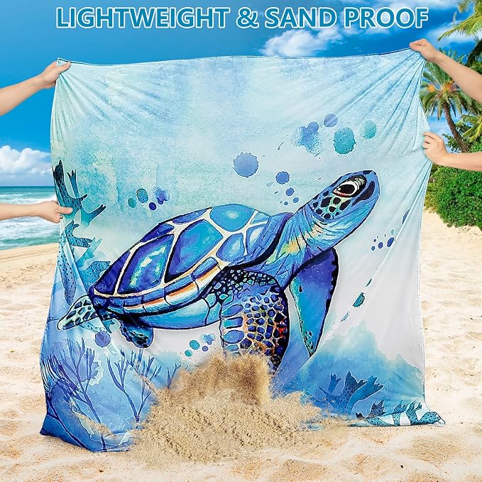 AISPARKY Beach Blanket Waterproof Sandproof Extra Large, Oversized Beach Mat, Quick Drying&Compact&Lightweight, Picnic Blankets Vacation Essentials for Outdoor Beach Camping (79" X 108" (6 Person))