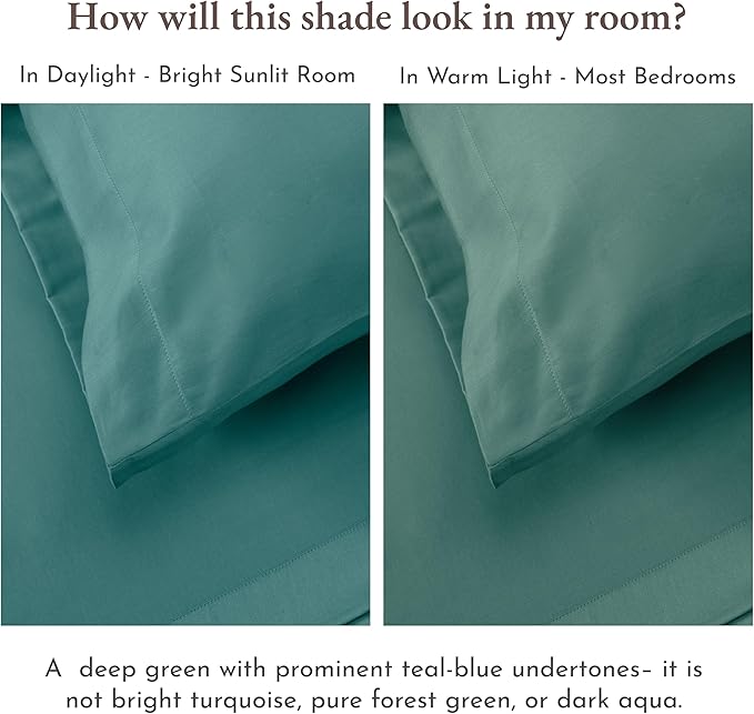 California Design Den Natural 100% Cotton Sheets Twin XL Size Set - Soft Sateen, Twin XL Sheets Set, 12" Pockets, Breathable & Durable Bedding for Dorm Rooms, College Teal (Deep Tone)