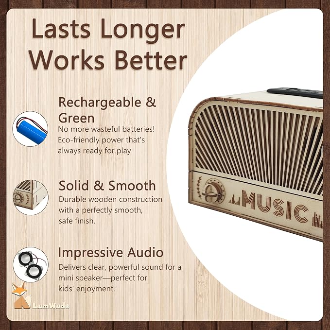 STEM Kits for Kids Age 12-14, Wooden DIY Bluetooth Speaker Kit Build Your Own with Dual Speakers, Science Gift for Teen Boys Girls Birthday Christmas