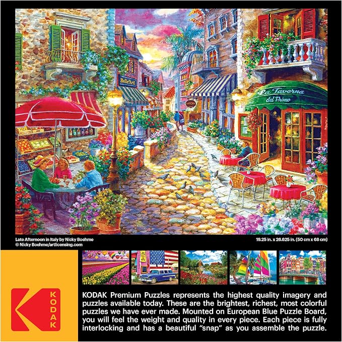 RoseArt - Kodak Premium - Late Afternoon in Italy - 1000 Piece Jigsaw Puzzle for Adults