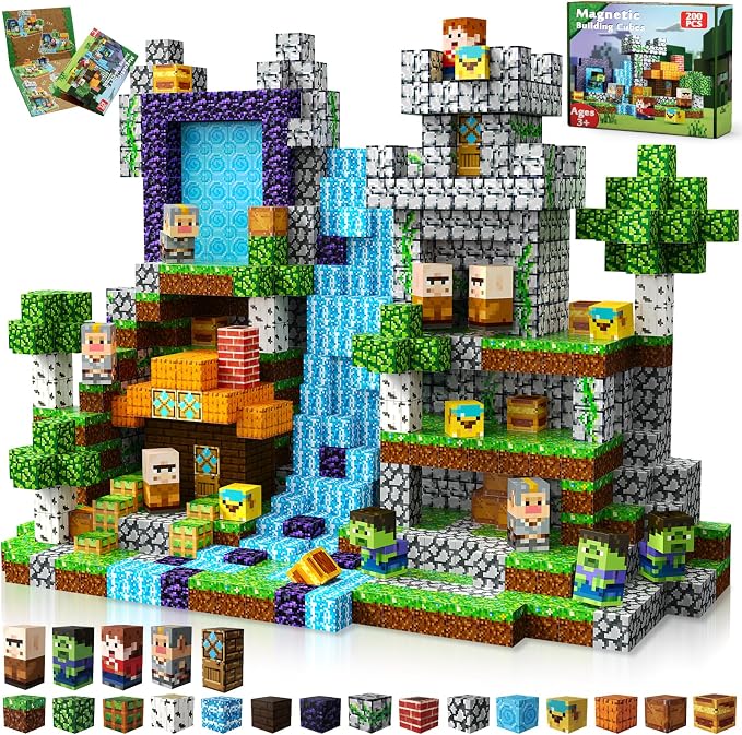 200 PCS Magnetic Blocks - Magnetic Building Blocks Cubes Adventurer, Magnet Toys for Kids Age 3+, Toy Building Set for Kids, Magnets Construction Easter Birthday Gifts for Boys Girls Age 4-8, 8-12