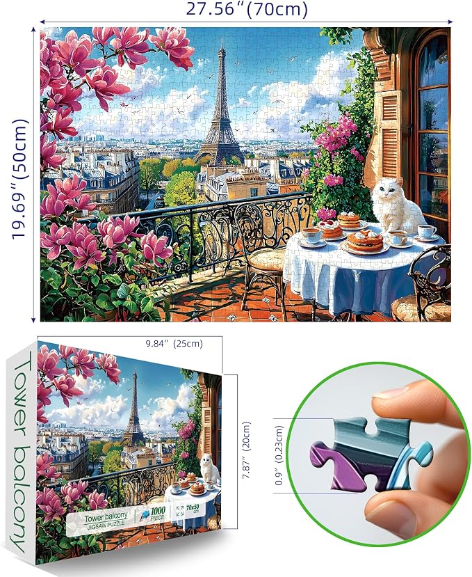 Spring Paris 1000 Piece Puzzles for Adults Clearance, Impossible Challenge Art Jigsaw Puzzle, for Gifts Party Games Family, 27.5" X 19.7" Dust-Free Puzzle