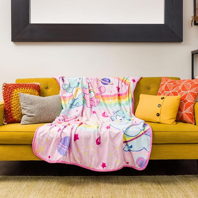 Silver Buffalo Care Bears Rainbow Cosmic Space Featuring Cheer Bear and Wish Bear 45" x 60" Fleece Throw, Soft and Cozy Blanket, 250 GSM