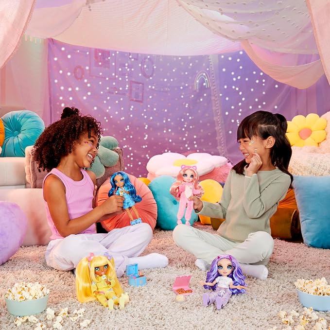 Rainbow High Jr High PJ Party - Skyler, Blue 9" Posable Fashion Doll with Soft Onesie, Slippers, Fun Play Accessories, Great Toy Gift for Girls Kids Ages 4-12 Years