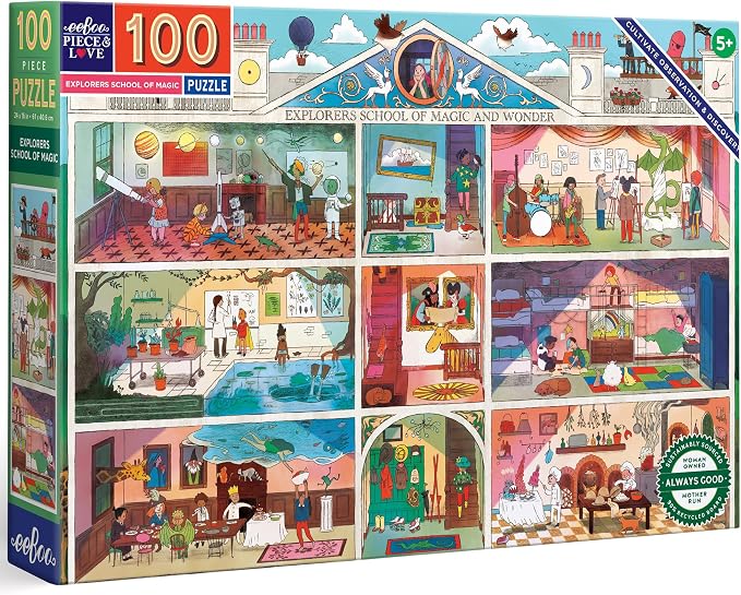 eeBoo 100 Piece Puzzle for Kids - Explorers School of Magic Children's Puzzle Wizard Themed, Large Pieces for Small Hands to Develop Motor Skills
