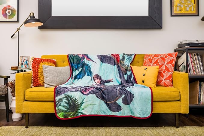 Silver Buffalo How to Train Your Dragon Plush Fleece Throw Blanket Featuring Hiccup and Night Fury, 45" x 60"