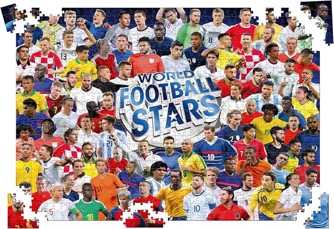 Winning Moves Games World Football Stars 1000 Piece Jigsaw Puzzle, Featuring Harry Kane, Pelé, Maradona, and More, for Ages 4 Plus
