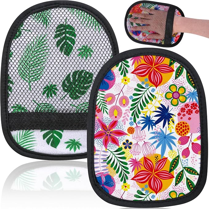 codree 2 Pcs Sand Wipe Off Mitts, Hawaii Theme Sand Remover for Beach, Beach Sand Remover Cleaner Mitts Bag, Beaches Travel Mitt for Outdoor Activities Volleyball Sandboxes