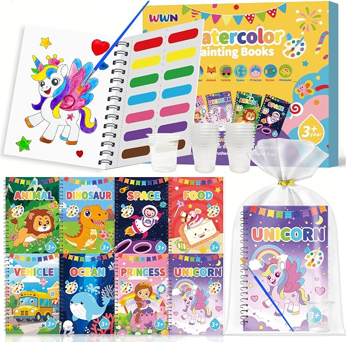 64 Water Coloring Books Party Favors: Bulk Mini Kids Birthday Favor, Goodie Bag Stuffers, Art & Crafts Classroom Prizes, Paint Activities School Toys, Halloween & Christmas Return Gifts for Ages 4-8