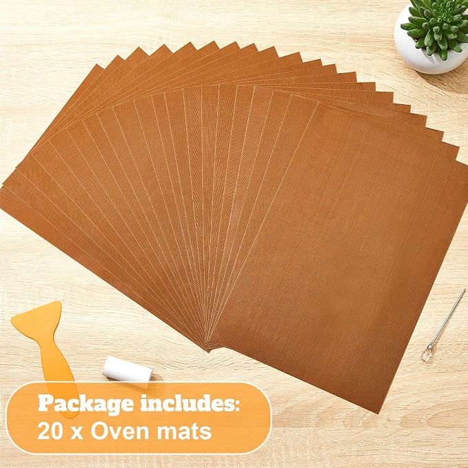 Honeydak Clay Oven Safe Work Mat Non Skid Mat Polymer Clay Bake Tool Oven Liners for DIY Crafts Projects,7.9 x 11.8 Inches(20 Pack)