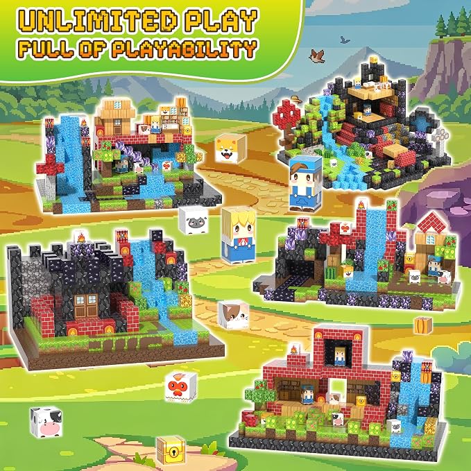 500PCS Magnetic Blocks, Magnetic Building Blocks, 0.98in Magnetic Building, STEM Game Stacking Toys for Kids, Birthday Gifts for Boys and Girls Age 3+ Years Old