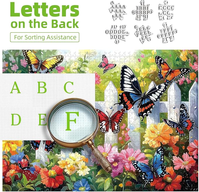 Puzzles for Adults 1000 Pieces, Colorful Garden Butterfly Jigsaw Puzzle for Family Decoration, Party Game, Finished Size 27.5" x 19.7"