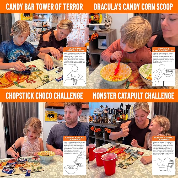 Funwares Halloween Spooky Edition, 100 Minute of Fun Games - Minute to Win It Family Party & Travel for Kids & Adults, 2-12 Players! Play with Everyday Household Items.