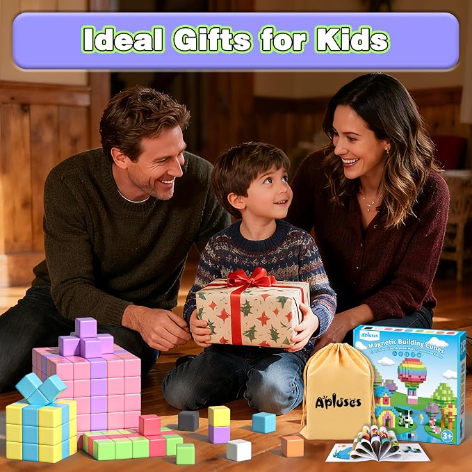 Apluses Magnetic Blocks, Magnet Building Cubes for Toddlers, Classroom Must Haves STEM Educational Toys for Kids, Autism Sensory Montessori Magnet Toys for 3 4 5 6 7 8 Year Old, Gift for Boys Girls