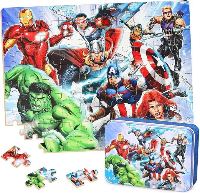 100 Pieces Puzzles for Kids Ages 4-8,Cool Jigsaw Puzzles for Kids in a Metal Box,Kid Boys Girls Children Learning Educational Puzzles Portable Box Pack Toys