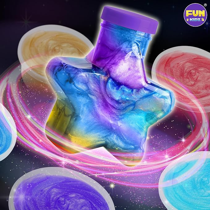 Toy Galaxy Slime Kit for Boys Girls 10-12, FunKidz Ultimate Metallic Slime Making Kit for Kids Ages 8-12 DIY Glow Galactic Globe Shape Fun Slime Gifts