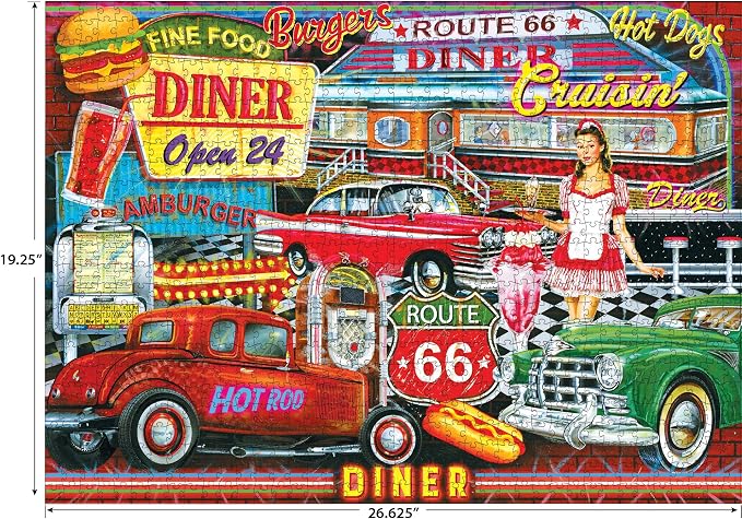 RoseArt - Kodak Premium - 50's Diner - 1000 Piece Jigsaw Puzzle for Adults