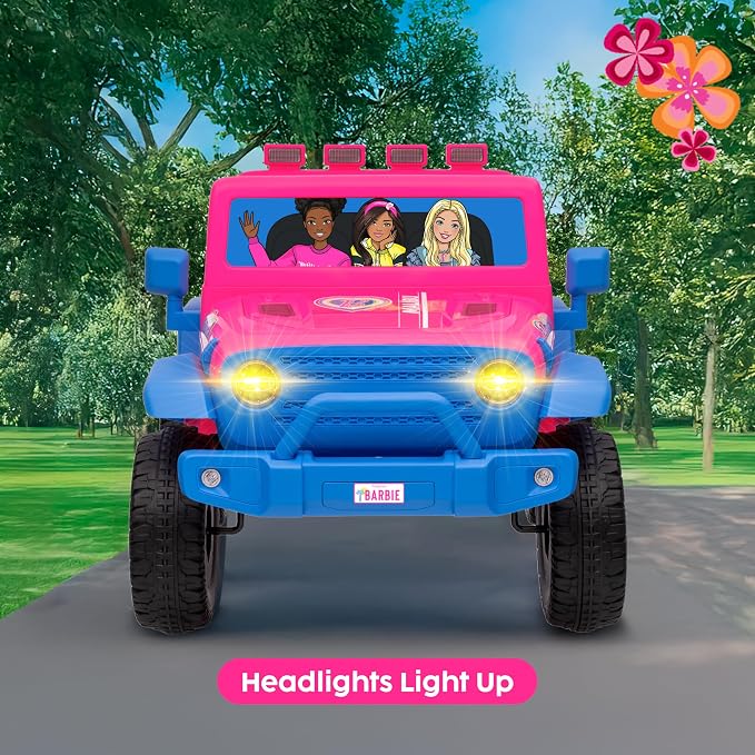 Barbie - Ride On Toy for Kids, LED Headlights, Music and Horn