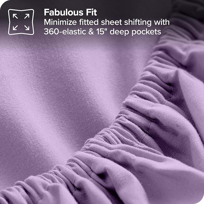 Bare Home Bed-in-A-Bag 5 Piece Comforter & Sheet Set - Twin XL - Goose Down Alternative - Ultra-Soft 1800 Premium Bed Set (Twin XL, Lavender/Lavender)