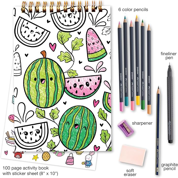 Faber-Castell Learn to Draw Kawaii World: Drawing Kit with Goldfaber Colored Pencils, 100+ Activities, Stickers & Supplies, Screen-Free Art Gift for Kids, Tweens & Beginners (Ages 8+)