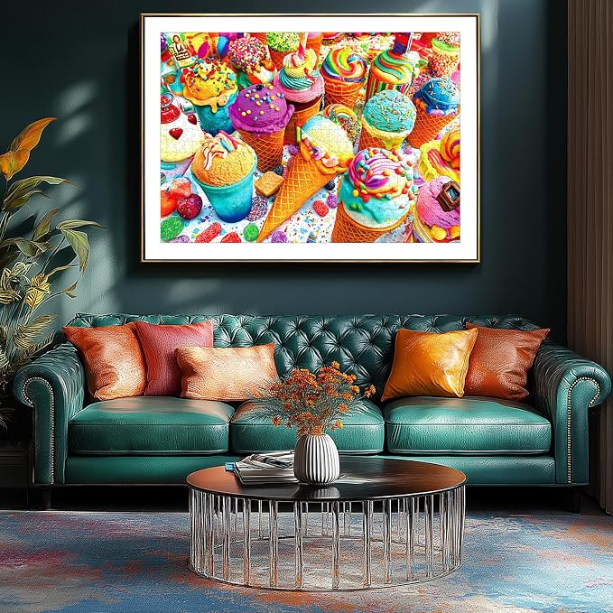 1000 Piece Puzzle for Adults - Ice Cream Party Puzzle with Letters on Back 27.5"x19.7", Funny Impossible Challenging Adult Jigsaw Puzzle, Ideal Gift for Sweets & Summer Puzzlers