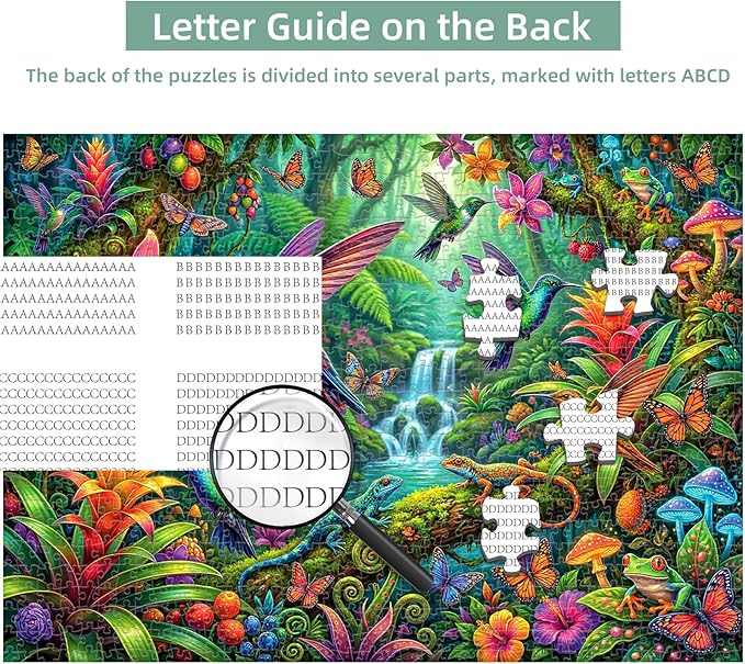 1000 Piece Puzzle for Adults, Hummingbird Garden Jigsaw Puzzles for Adults 1000 Pieces, Fun Challenging Family Puzzle with Letters on Back, Birds Flower Family Game Night Gift Puzzles for Adults