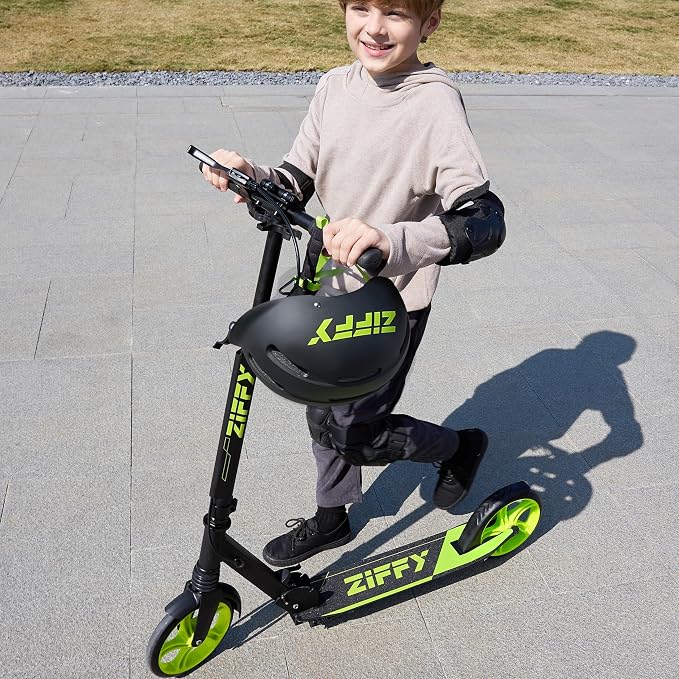 JOVA ZIFFY Scooter for Kids with Hand Brake, Foldable Kick Scooter for Ages 6-12, Lightweight Scooter for Boys with 4 Adjustable Heights, ABEC9 Bearings, Supports Up to 220 lbs