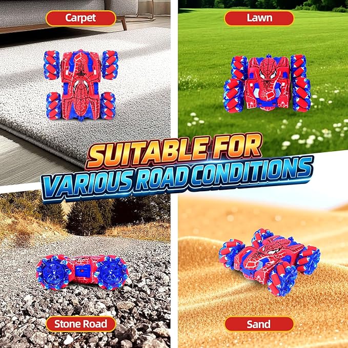 Spider Gesture Sensing Remote Control Car, 2.4GHz Hand Controlled RC Cars with full-Body Light, Double Sided 360° Rotating Rechargeable RC Stunt Car Birthday Gift Toys for Boys 4 5 6 7 8 9 10 11 12
