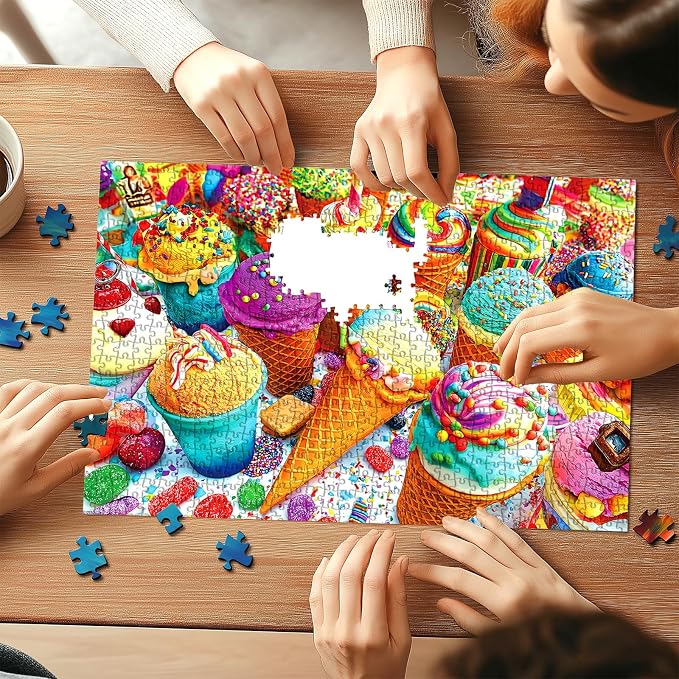 1000 Piece Puzzle for Adults - Ice Cream Party Puzzle with Letters on Back 27.5"x19.7", Funny Impossible Challenging Adult Jigsaw Puzzle, Ideal Gift for Sweets & Summer Puzzlers