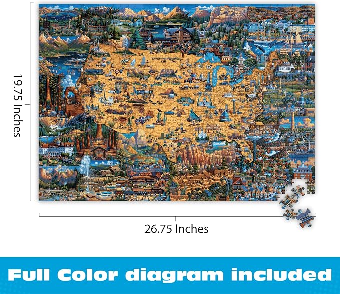 Buffalo Games - Jigsaw Puzzles 1000 Pieces - Dowdle National Parks Map - 1000 Piece Puzzle for Adults - Premium Giftable Foil Box with Reference Poster - Made in USA
