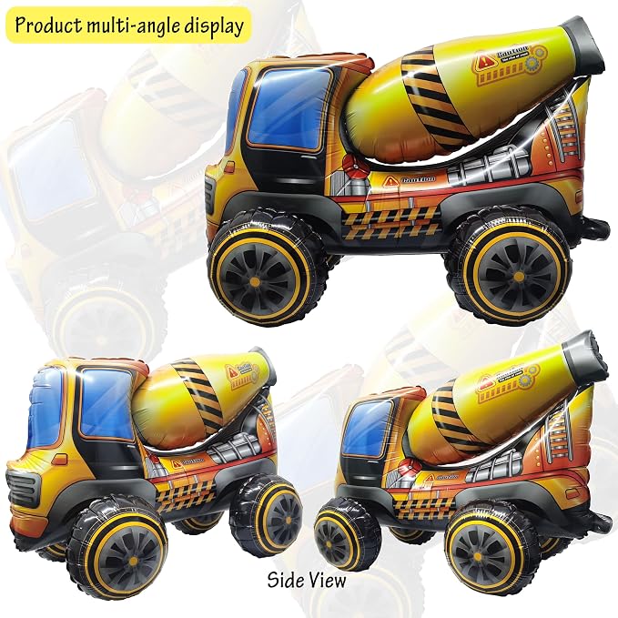 Construction Balloon Standing Mixer Truck Vehicle Birthday Foil Balloon | For Construction Vehicle Transportation Birthday Theme Party Baby Shower Decoration Supplies