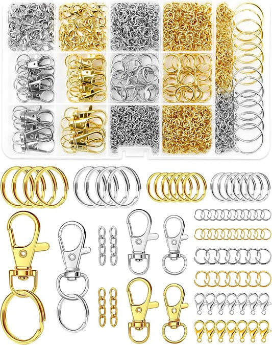 990PCS FIVEIZERO Keychain Making Kit - Keychain kit with Key Ring, Key Chain Clip, Lobster Claw Clasps, Swivel Snap Hook, Jumprings & Extender Chain for Crafts, DIY Projects and Jewelry Making