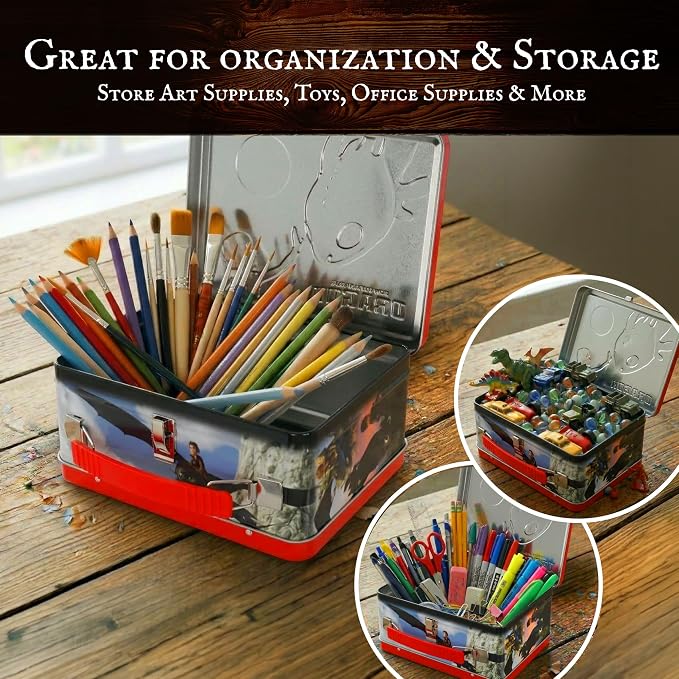 AQUARIUS How to Train Your Dragon Fun Box – Embossed Collectible Storage Tin, Officially Licensed How To Train Your Dragon Merchandise, Storage for Kids Ages 4-12, Dragon Fans, Metal Box