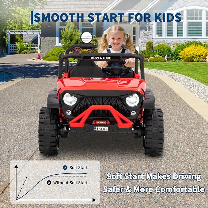 Garvee 24V Kids Electric Ride On Car with 4 x 45W Powerful Motors, Parent Remote Control & Manual Driving, Safety Speed 3-5 MPH, MP3 Player, Smooth Start, for Ages 3-8, Red