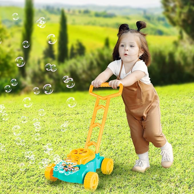 ArtCreativity Bubble Lawn Mower for Kids, Electronic Bubble Blower Machine, Summer Outdoor Push Toys for Kids, First Birthday Gift for Boys and Girls (Gender-Neutral)